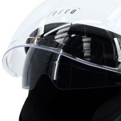 Kask FERRO OF839 z szybą i blendą przeciwsłoneczną bez szczęki biały