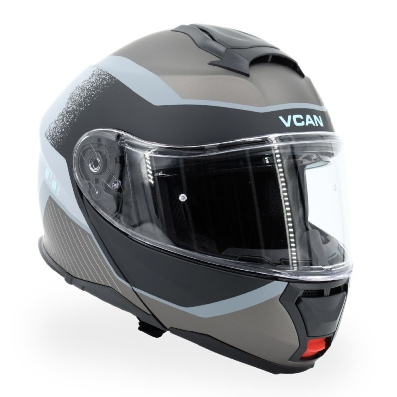 Kask VCAN H272 Sports Grey Black z podnoszoną szczęką i blendą czarno-grafitowo-szary mat
