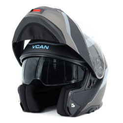 Kask VCAN H272 Sports Grey Black z podnoszoną szczęką i blendą czarno-grafitowo-szary mat
