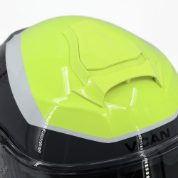Kask VCAN H272 Sports Yellow Black z podnoszoną szczęką i blendą czarno-szaro-żółty