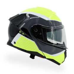 Kask VCAN H272 Sports Yellow Black z podnoszoną szczęką i blendą czarno-szaro-żółty