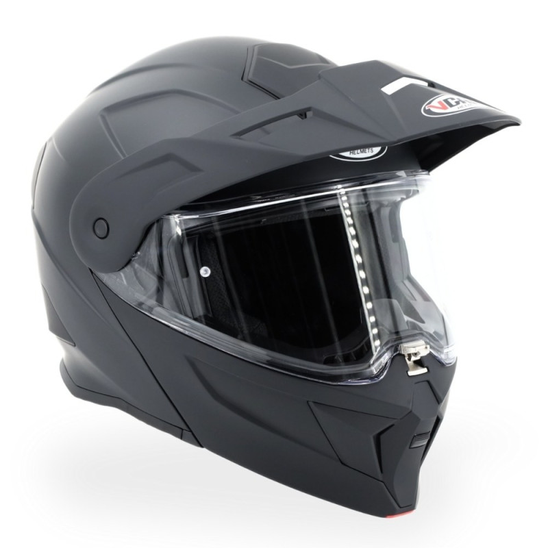 Kask VCAN model H276 Black Matt z podnoszoną szczęką i blendą czarny mat