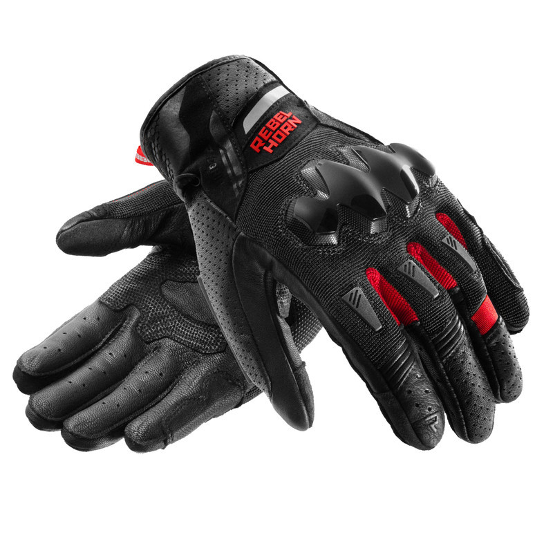 Rękawice motocyklowe Rebelhorn Defender Black Red