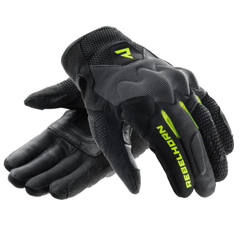 Rękawice motocyklowe Rebelhorn Core Black Grey Fluo Yellow