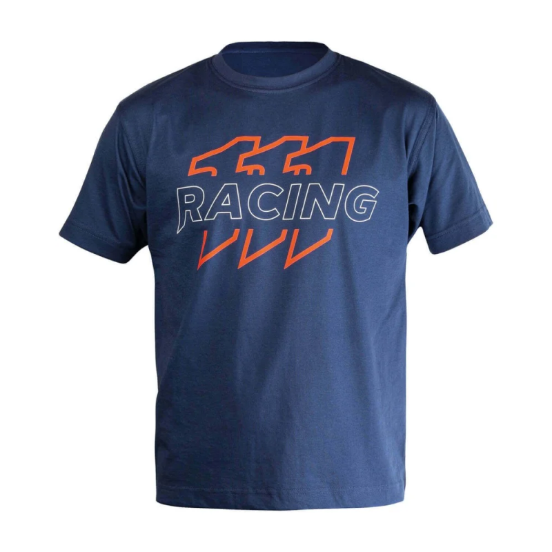 Granatowy T-shirt z nadrukiem 111 Racing