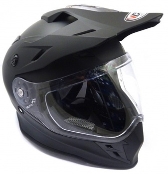 KASK VCAN MODEL V331 BLACK MATT ENDURO Z SZYBĄ I BLENDĄ CZARNY MAT