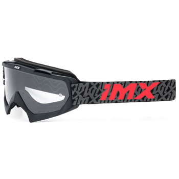 Gogle Imx Racing Mud Czarny Mat-Szaro-Czerwone - Szyba Bezbarwna (1 Szyba w Zestawie)