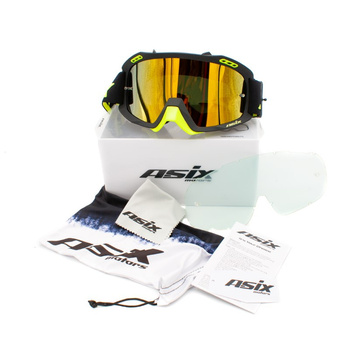 GOGLE ASIX AS2 CZARNO-ŻÓŁTE MAT LUSTRO CZERWONE