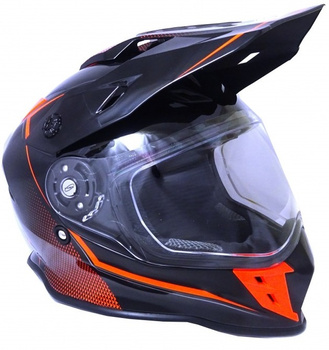 KASK VCAN MODEL V331 DENSE RED ENDURO Z SZYBĄ I BLENDĄ CZARNO-CZERWONY